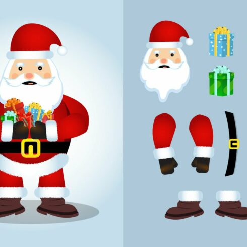 Santa Claus Holding so Many Gifts Design.