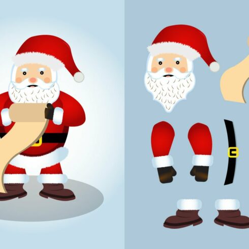 Christmas Santa Claus Holding Gifts List.