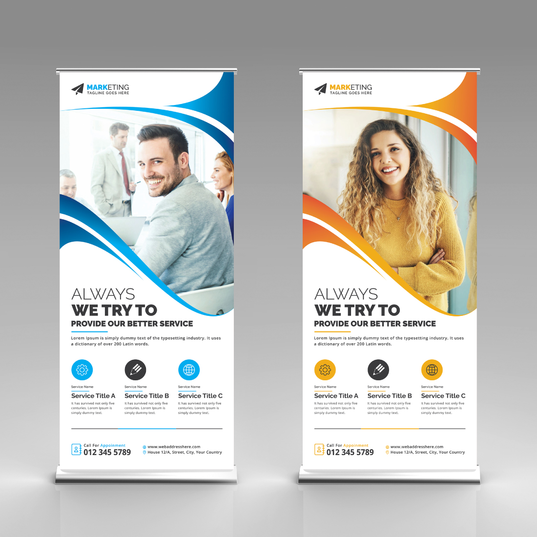 Image with corporate roll up banners of charming design