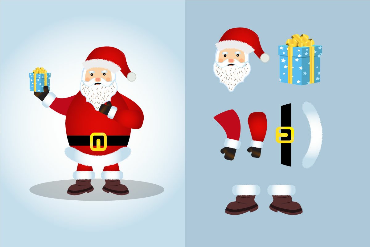 Cute Santa Claus Holding a Gift Design.