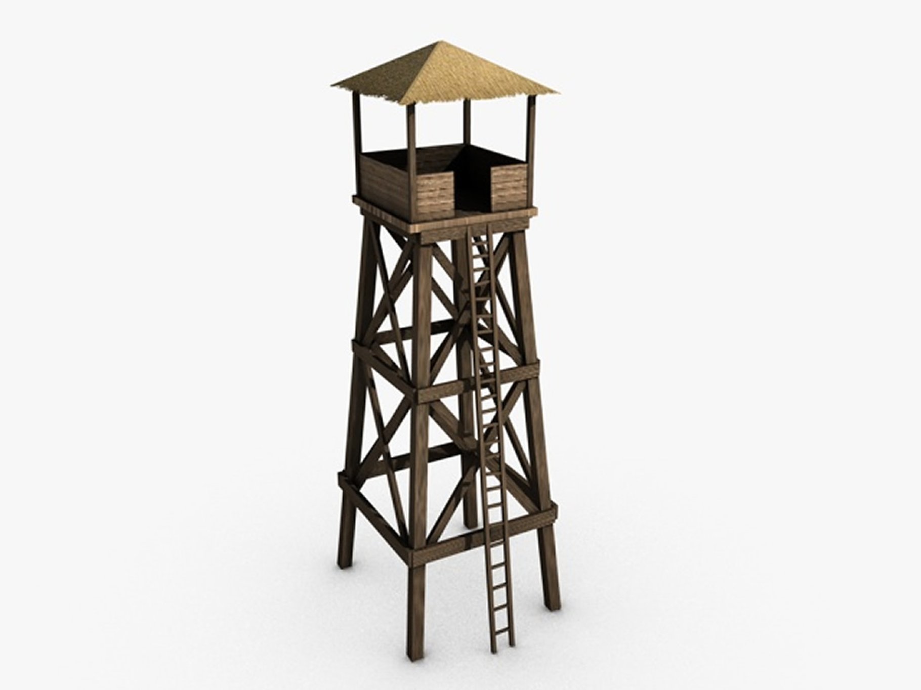 Main preview of low poly watchtower mockup.