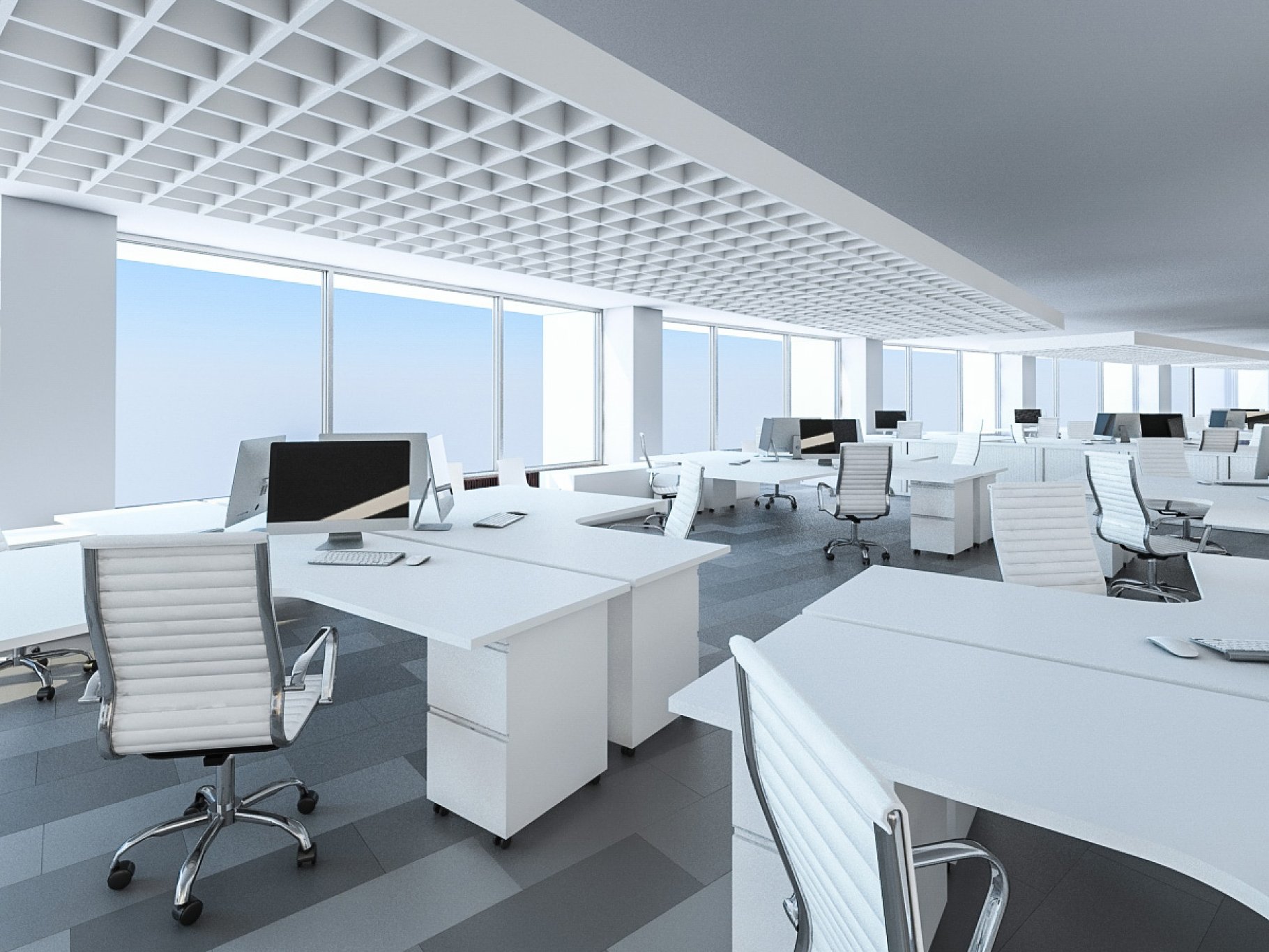 Rendering a unique 3d model of an office interior
