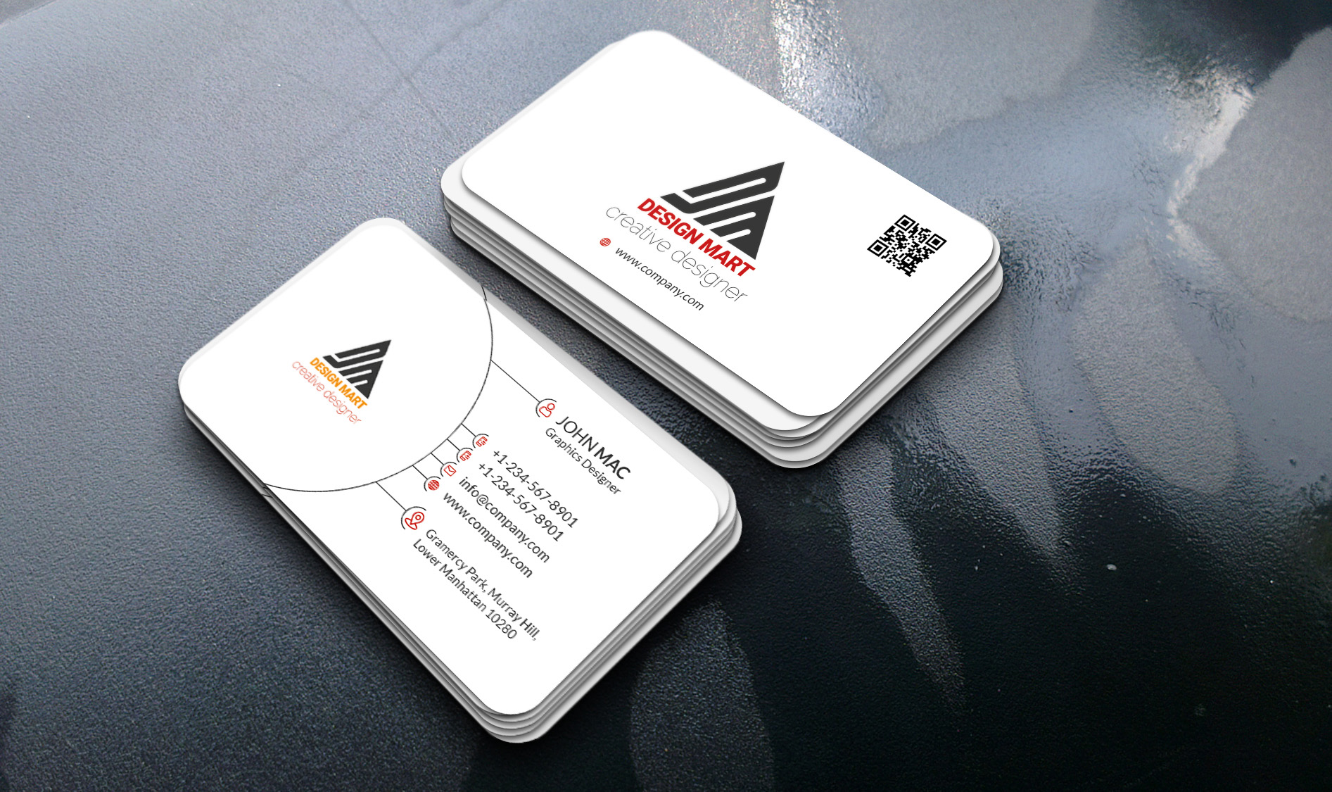 Corporate Business Card White Design Template preview image.