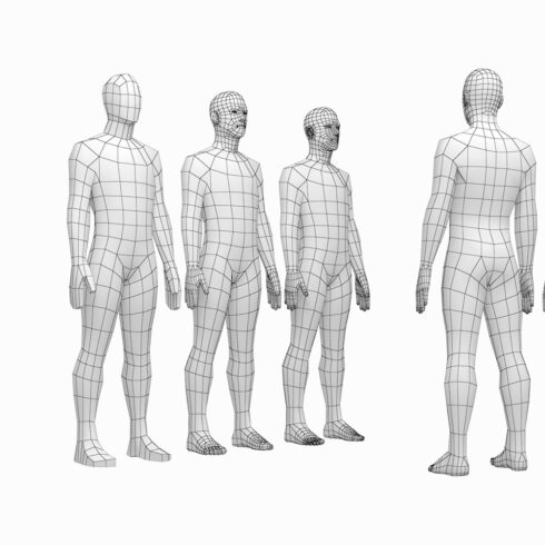 Rendering of a wonderful low poly 3d male body without textures