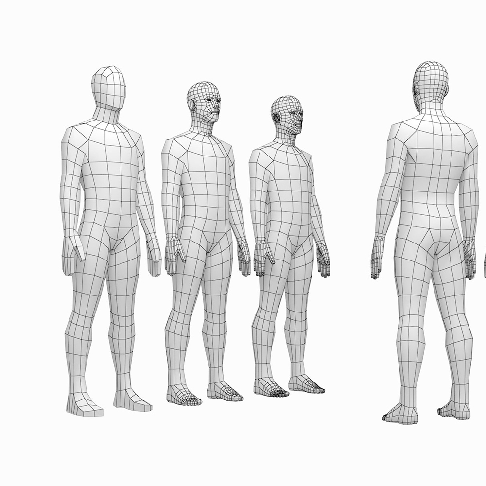 Rendering of a wonderful low poly 3d male body without textures