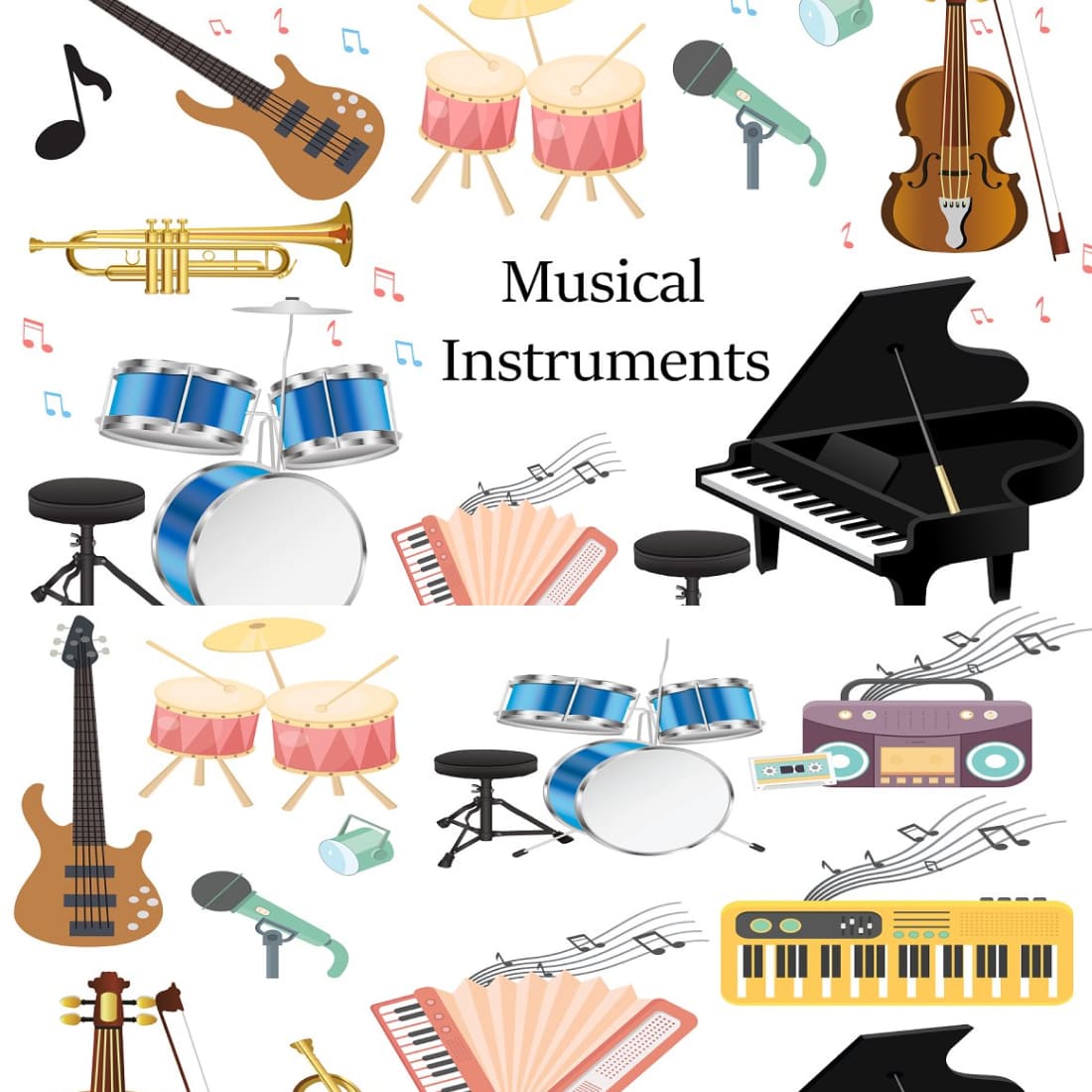 A Pack of Exquisite Images of Musical Instruments.
