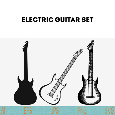 electric guitar set vector svg png.