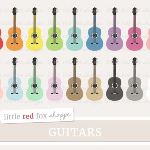 Collection of enchanting images of multi-colored guitars.