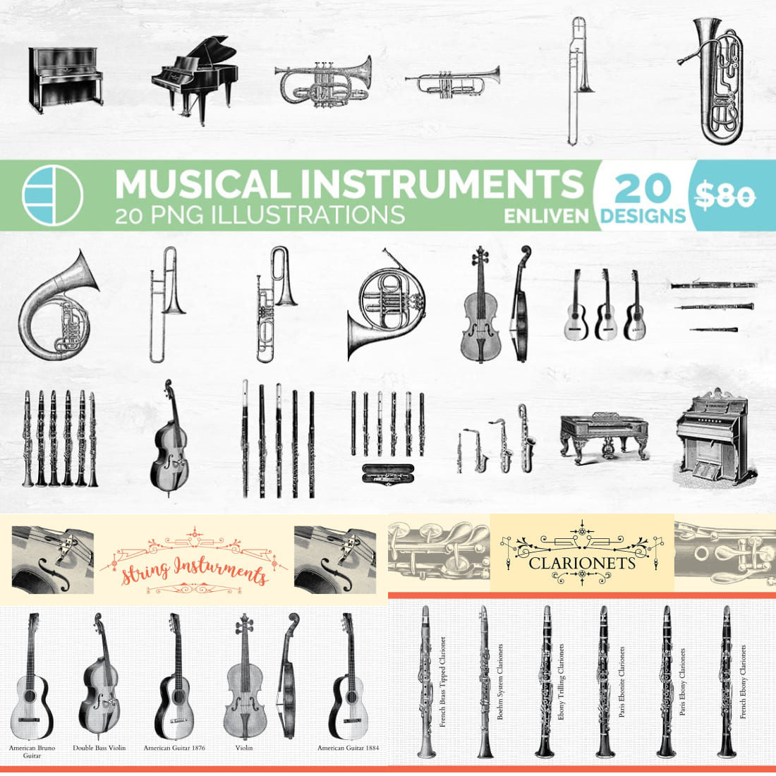 Music Instruments Clipart Bundle.
