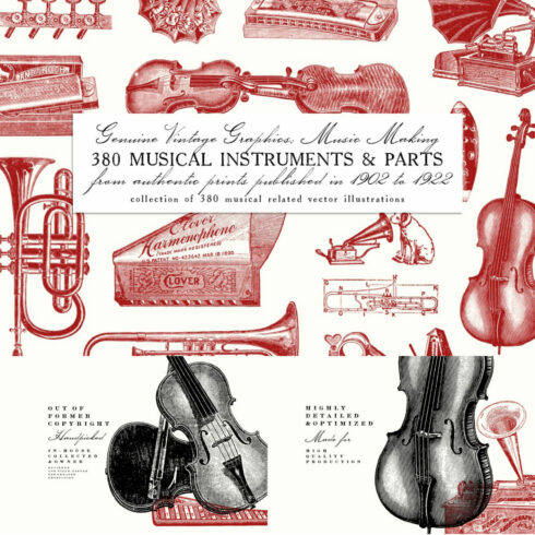 A selection of enchanting images of vintage musical instruments.