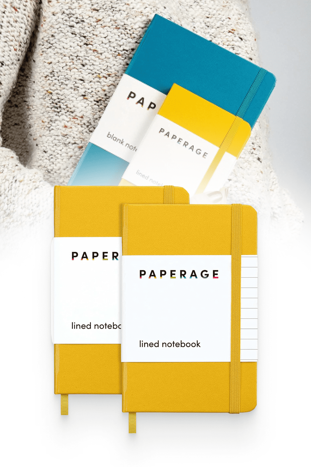 Two yellow PAPERAGE Lined Pocket Journal Notebook.
