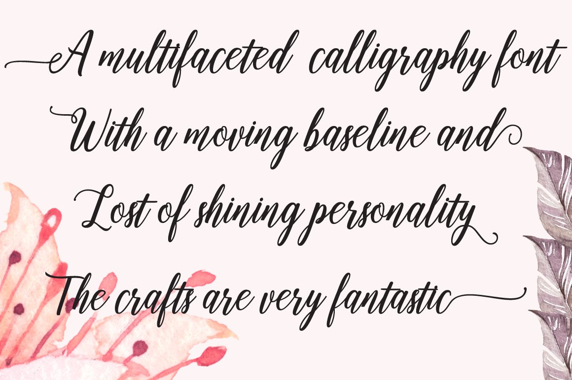 Black phrase in calligraphy font on a pink background.