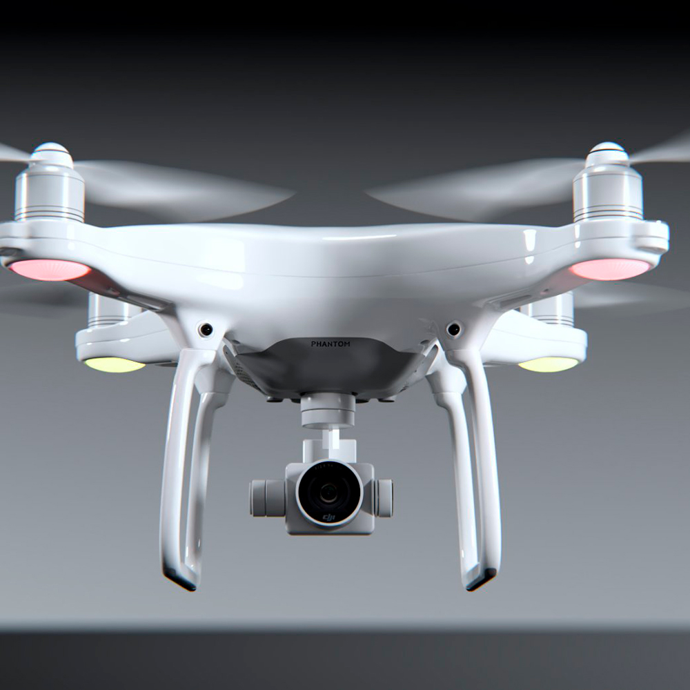Exquisite 3d rendering of white dji phantom 4 drone
