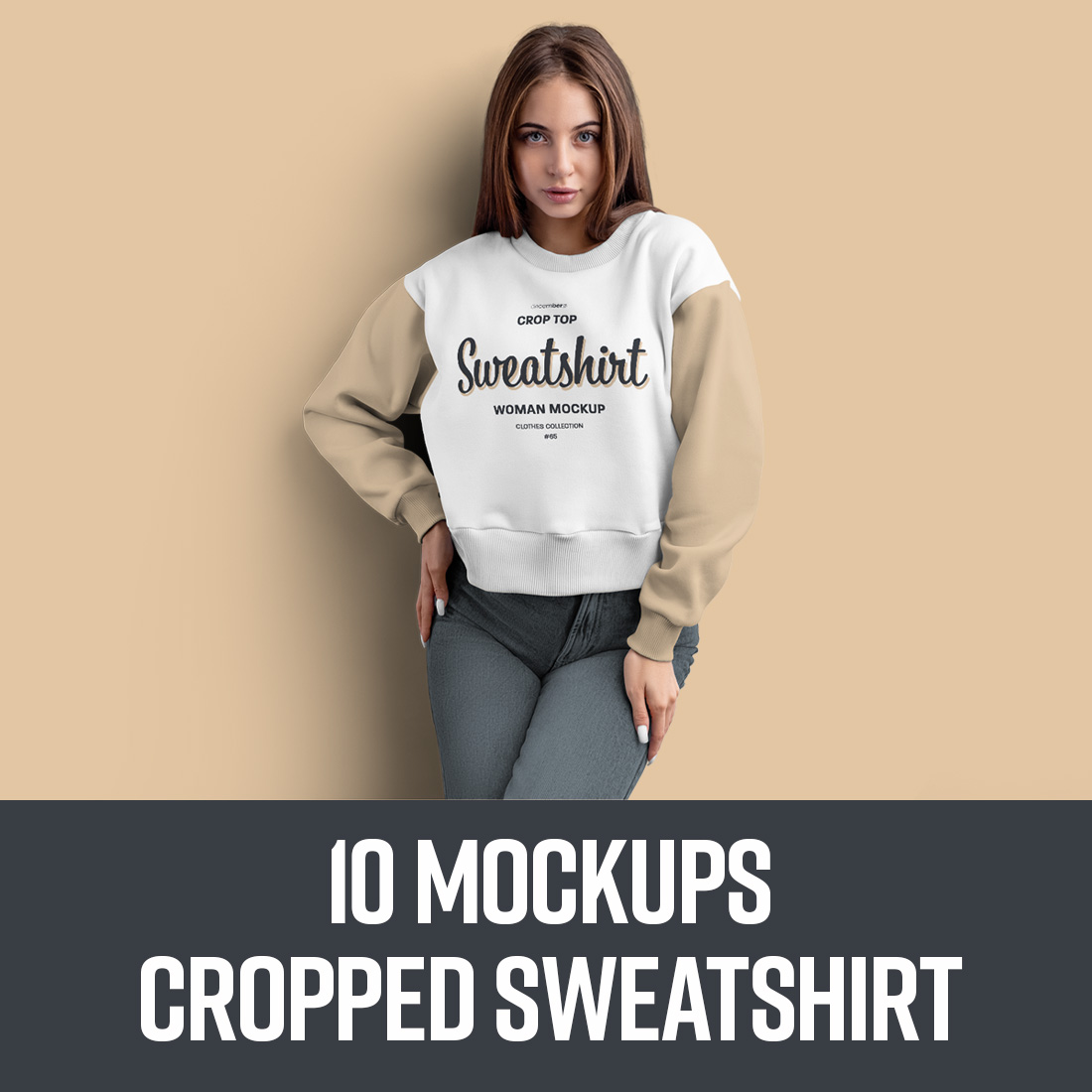 10 Mockups Crop Top Woman Sweatshirt main cover.