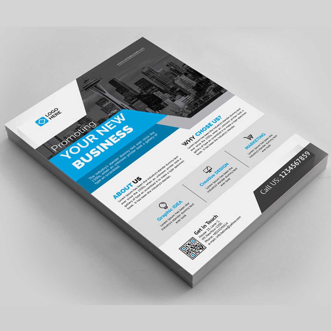 Corporate Business Flyer with Blue Template preview image.