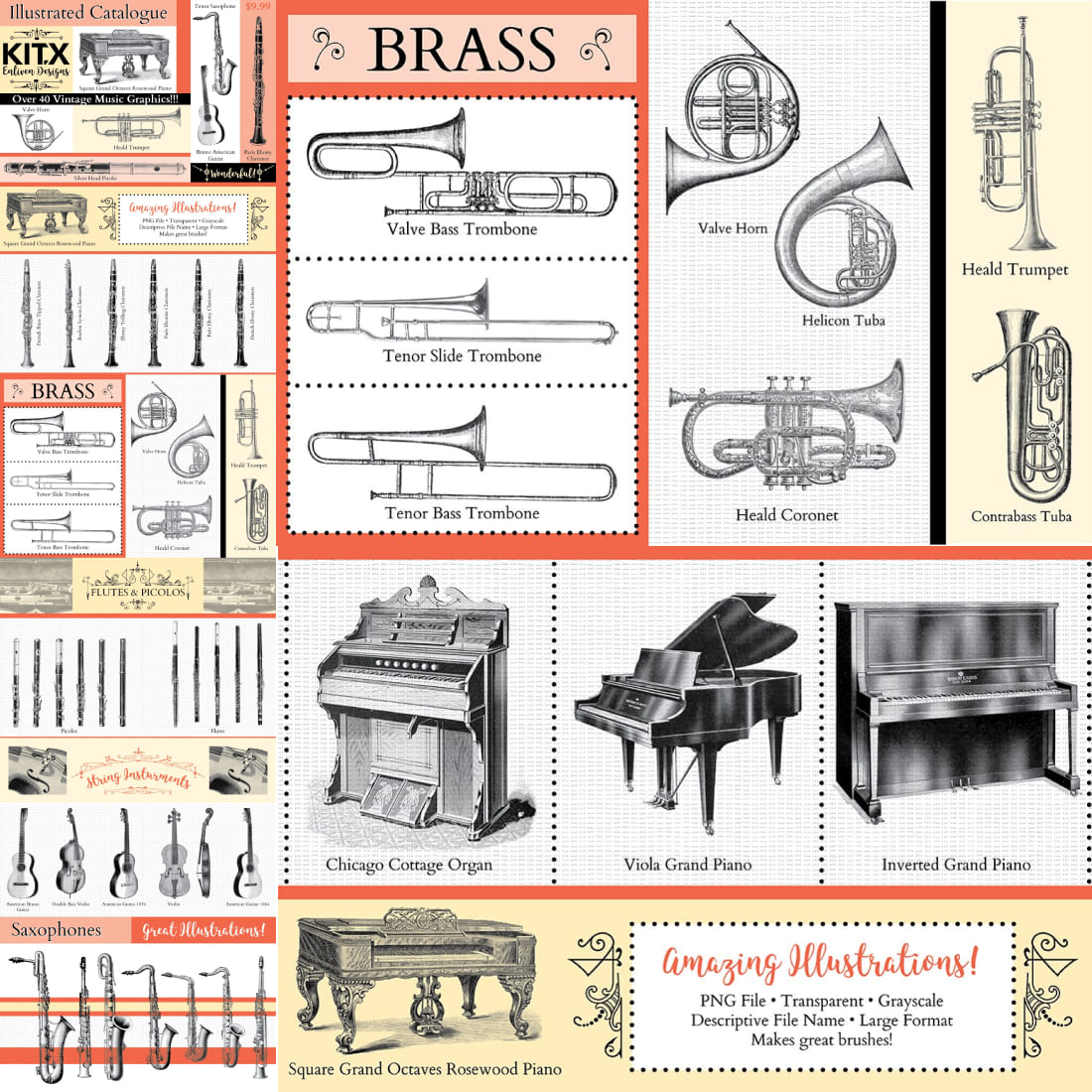 Music Instruments Clipart Bundle cover.