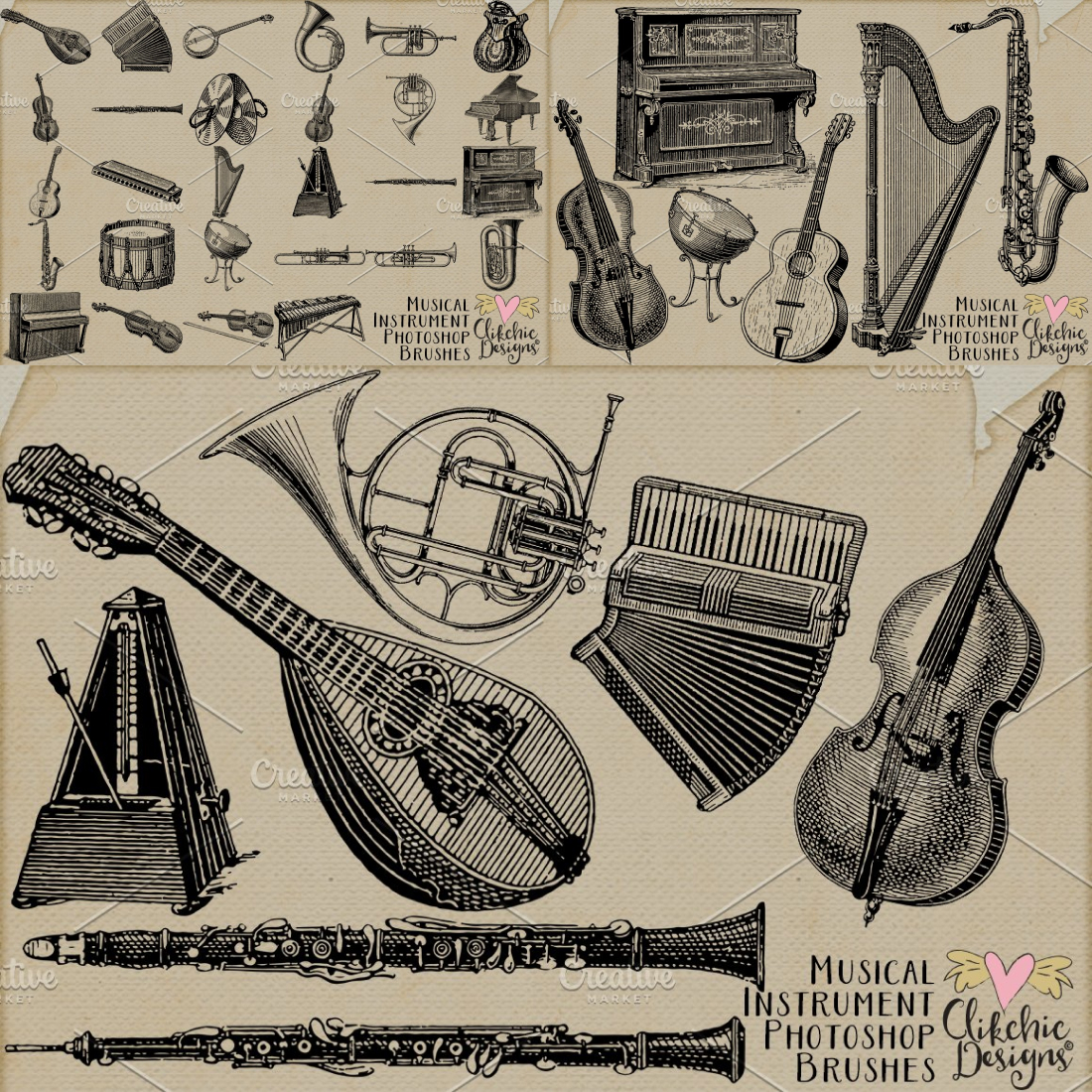 Music Instruments Photoshop Brushes cover.