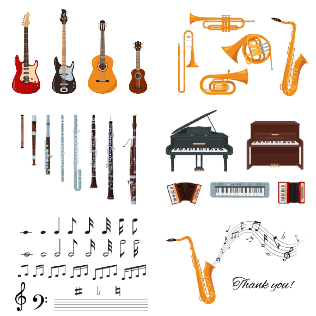 Musical instruments and notes cover.