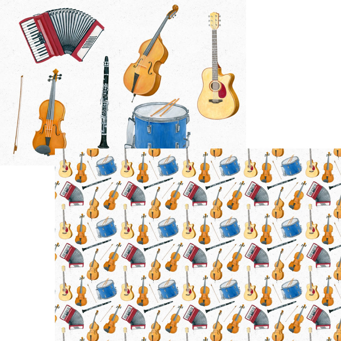 Musical instruments+Pattern cover.