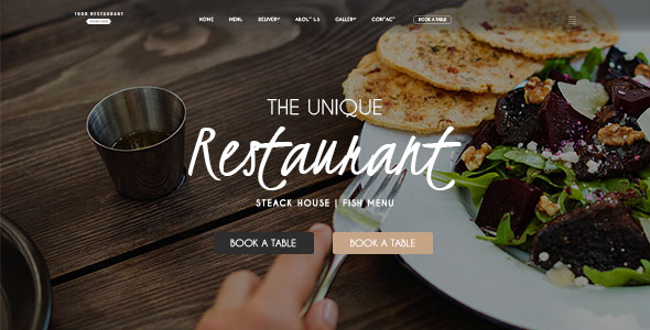 Image of a unique WordPress theme page for a steakhouse restaurant.