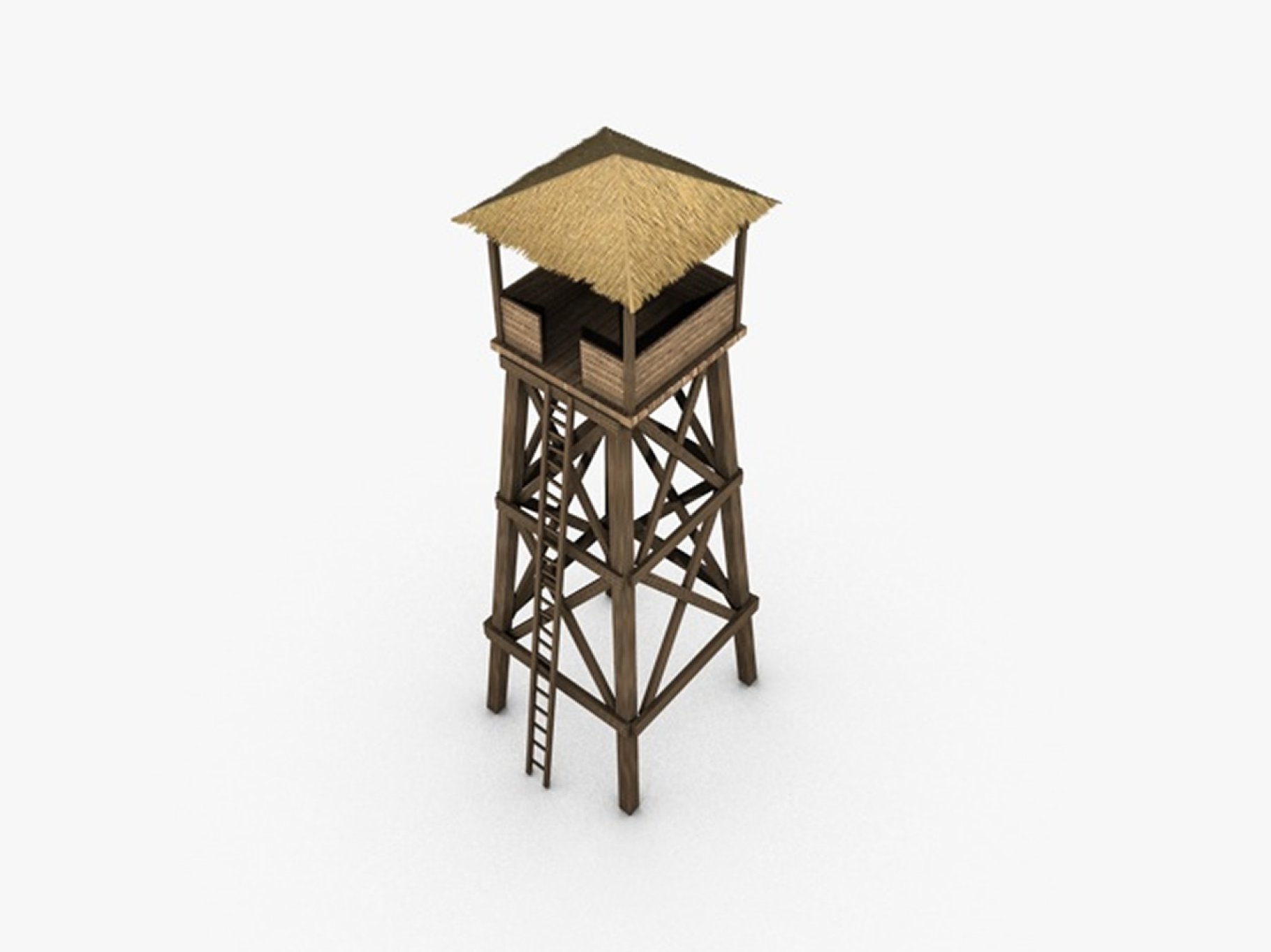 Low poly watchtower mockup from above.