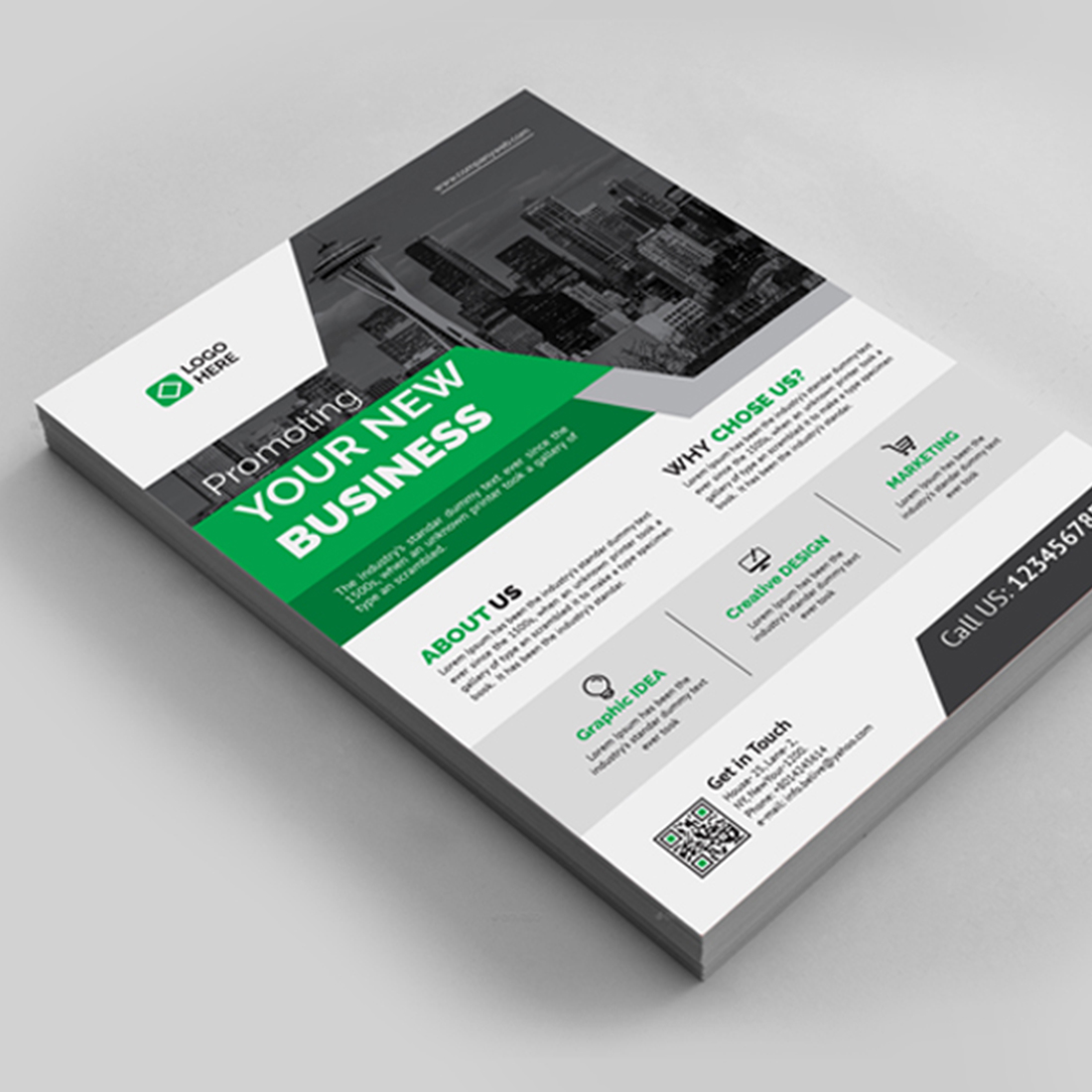 Corporate Business Flyer with Green Template preview image.