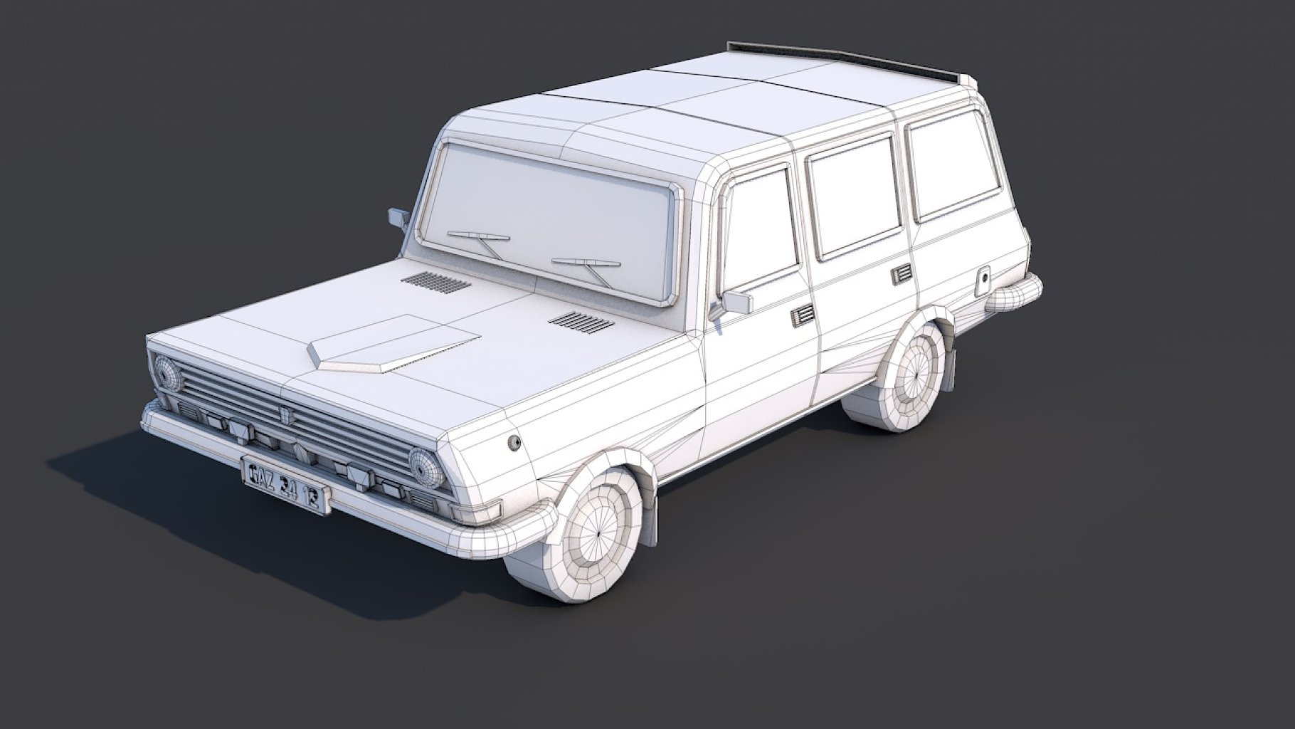 Graphic gray front mockup of low poly city car.