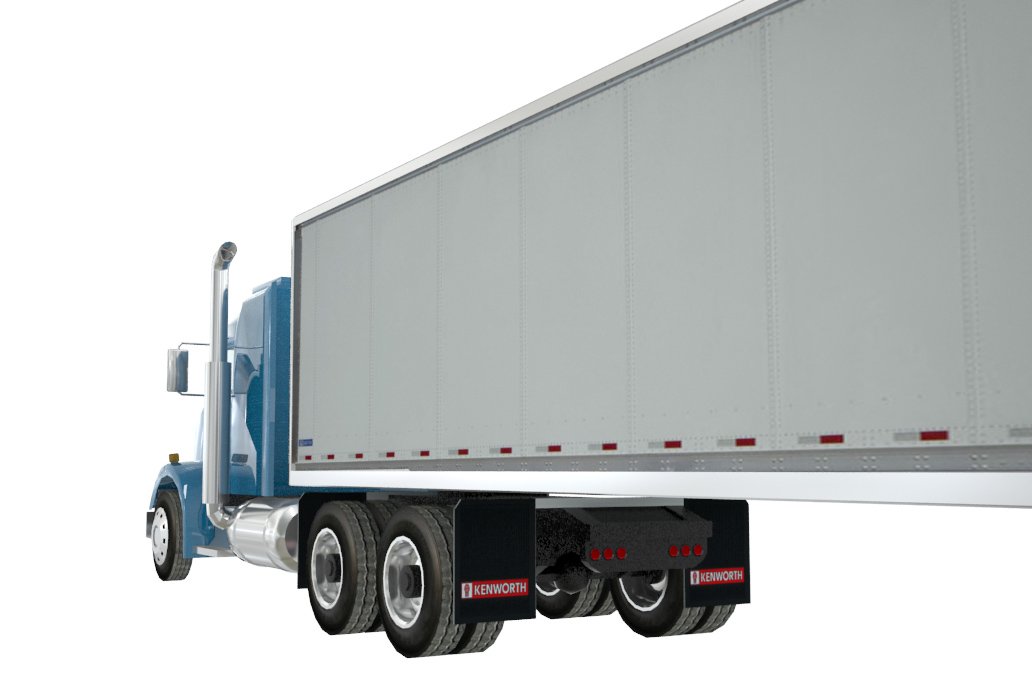 Mockup of kenworth semi truck low polygon on the left side.