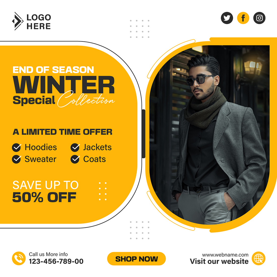 Winter Fashion Sale Post Social Media Bundle preview image.