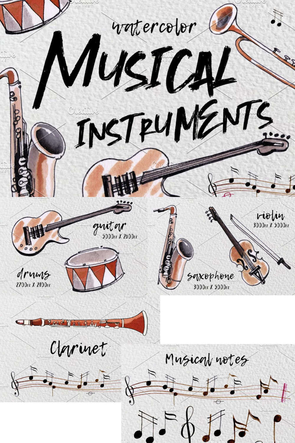 Collection of beautiful images of musical instruments.