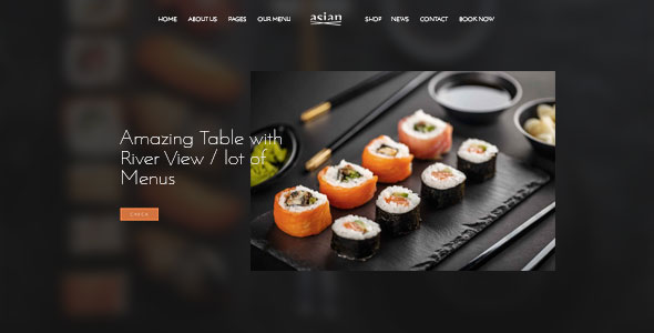 The image of the exquisite page of the WordPress theme for the restaurant rolls.