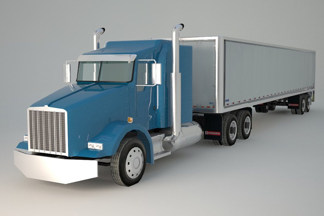 Kenworth semi truck front left mockup on a gray background.