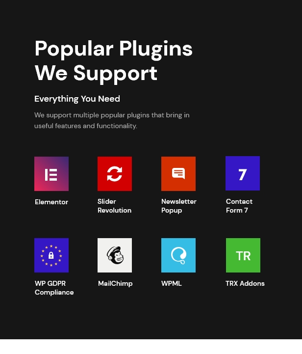 Popular plugins where you will find everything you need.