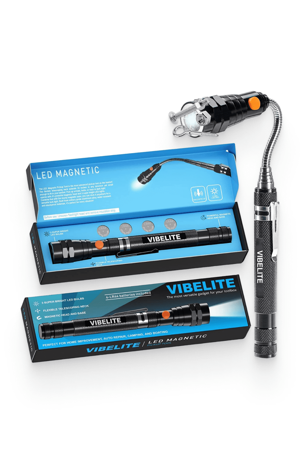 VIBELITE Extendable Magnetic Flashlight with Telescoping Magnet Pickup Tool-Cool Gadgets.