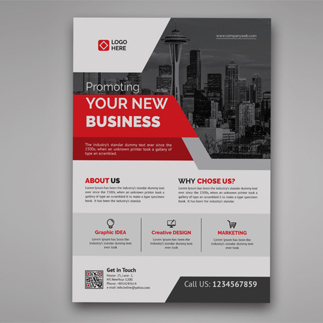 Corporate Business Flyer with Red Template preview image.