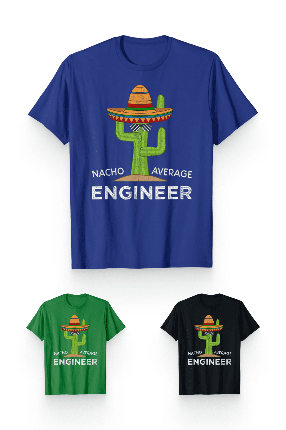Men's T-shirt with a cactus in a sombrero.