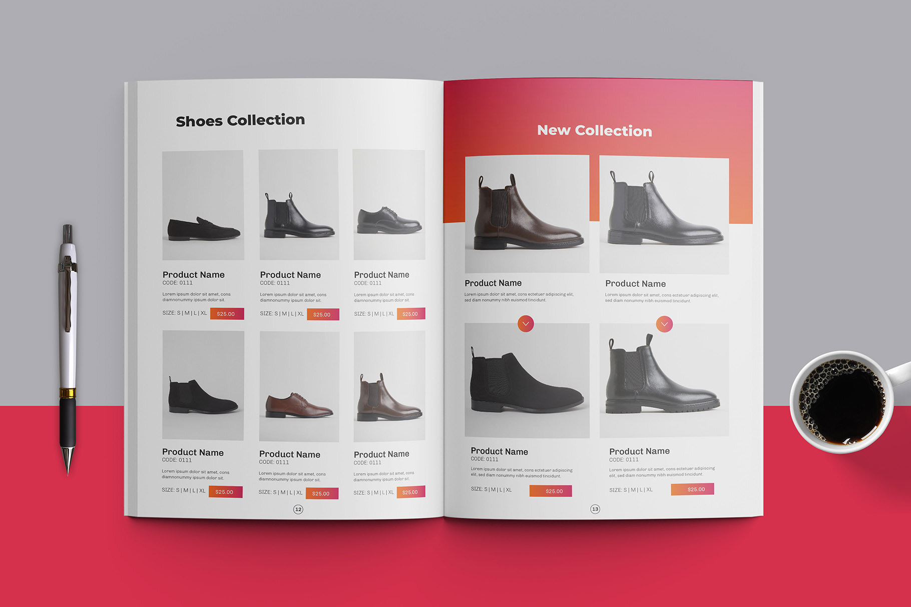 Clean Multipurpose Product Catalog Template Red and White Design preview image.