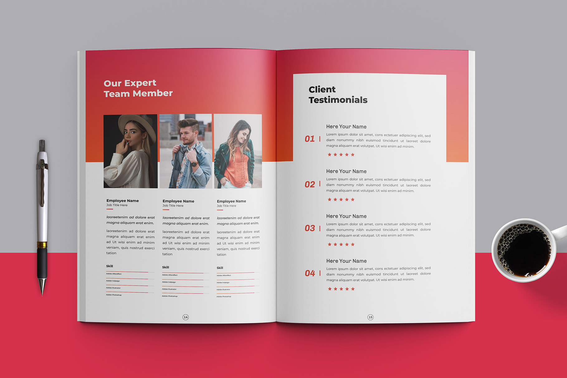 Clean Product Catalog Template Red and White Design preview image.