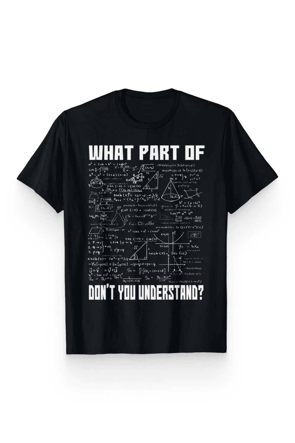 Black T-Shirt with white formulas and funny text.