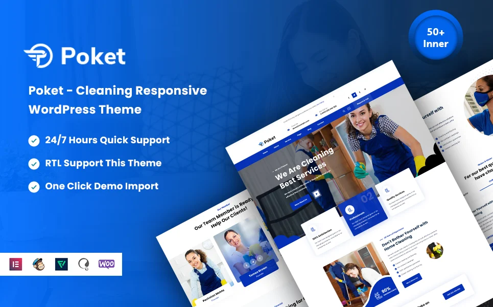 Blue cover with different pages of poket cleaner responsive.