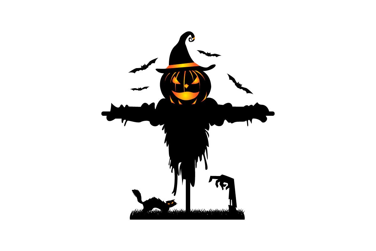 White background with a Halloween Scarecrow.