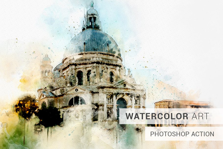 Cover image of Watercolor Photoshop Action.