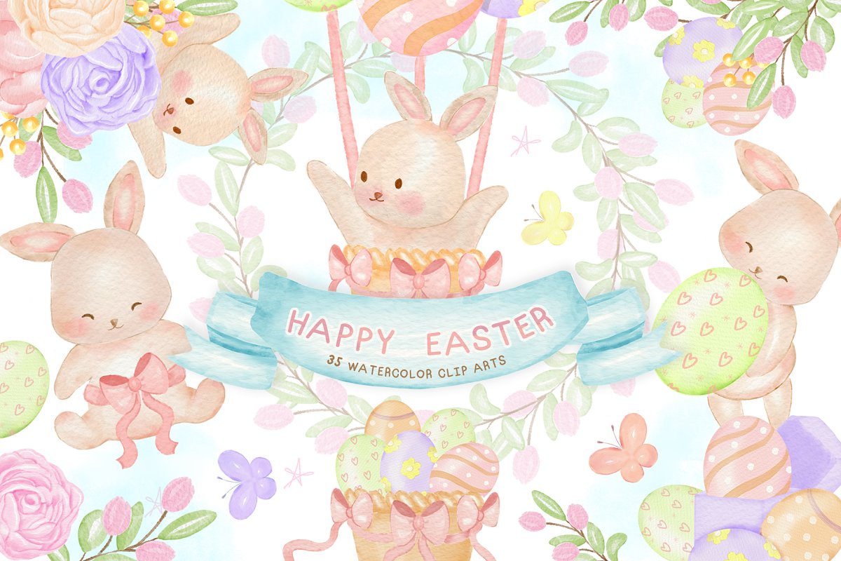 Cover image of Easter Clipart. Easter Illustration.