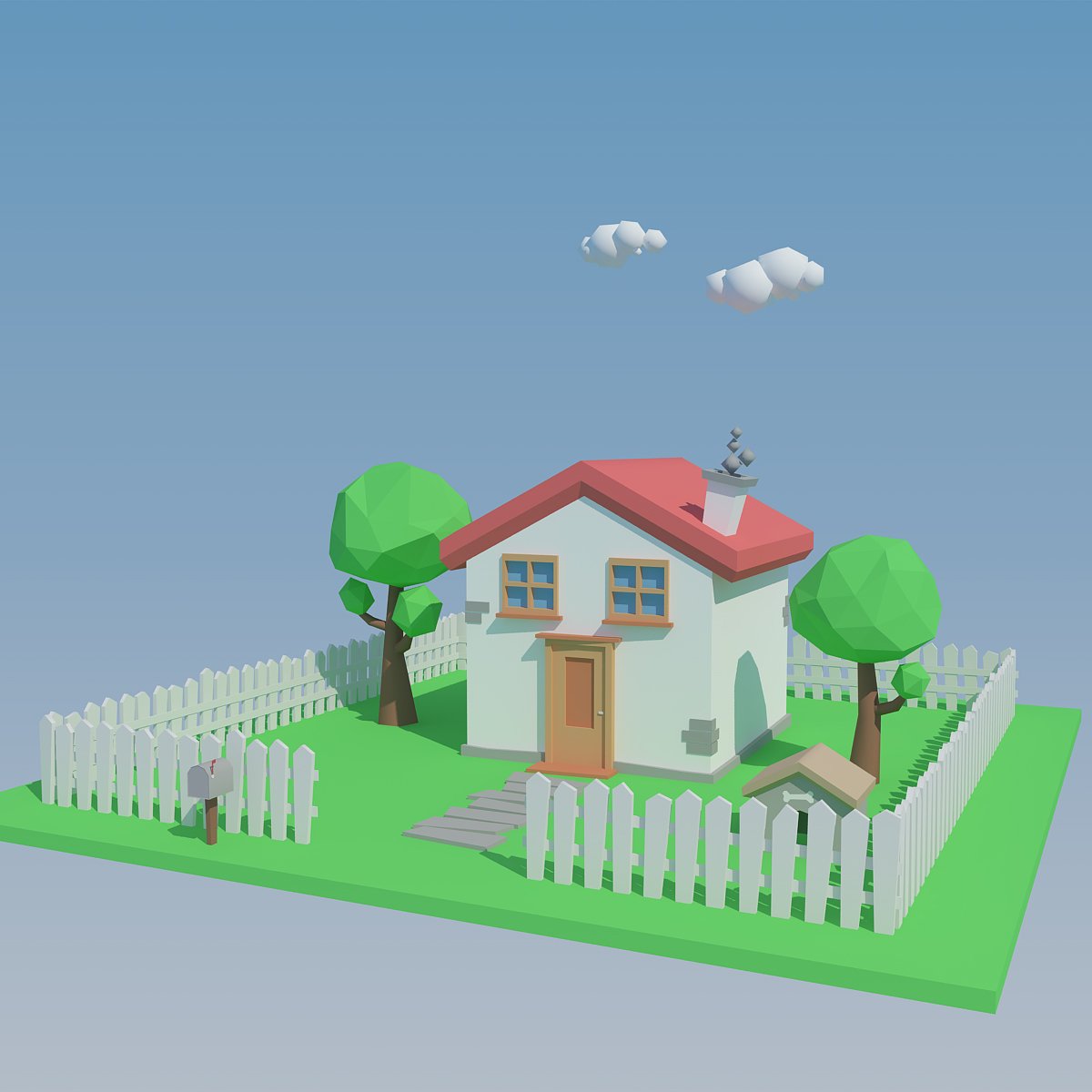 Low Poly House 3D model preview.