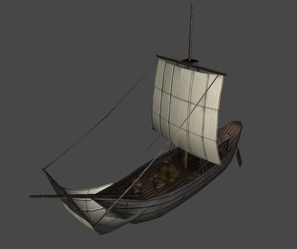 Mockup of roman ship on a dark gray background.