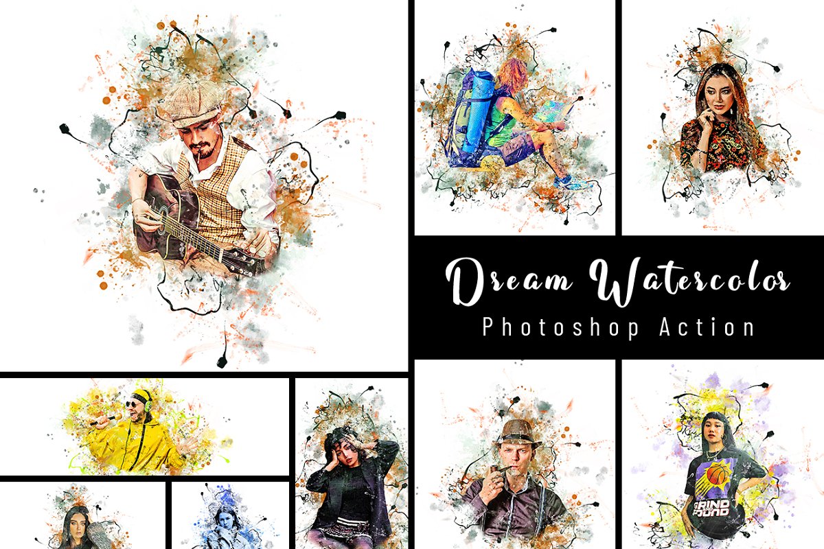 Cover image of Dream Watercolor Photoshop Action.