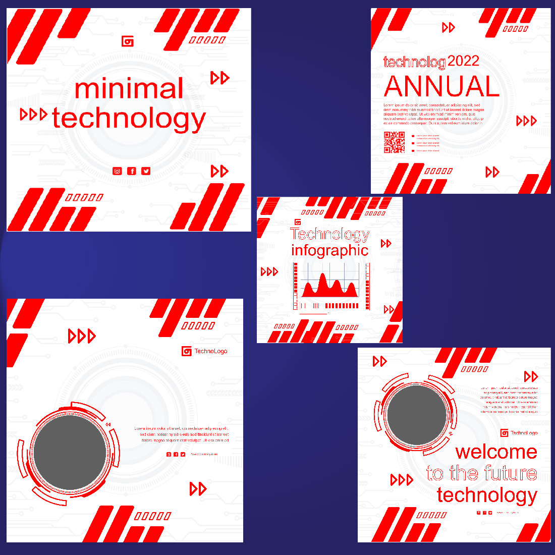 Minimal Technology Red Design Instagram Post Template cover image.