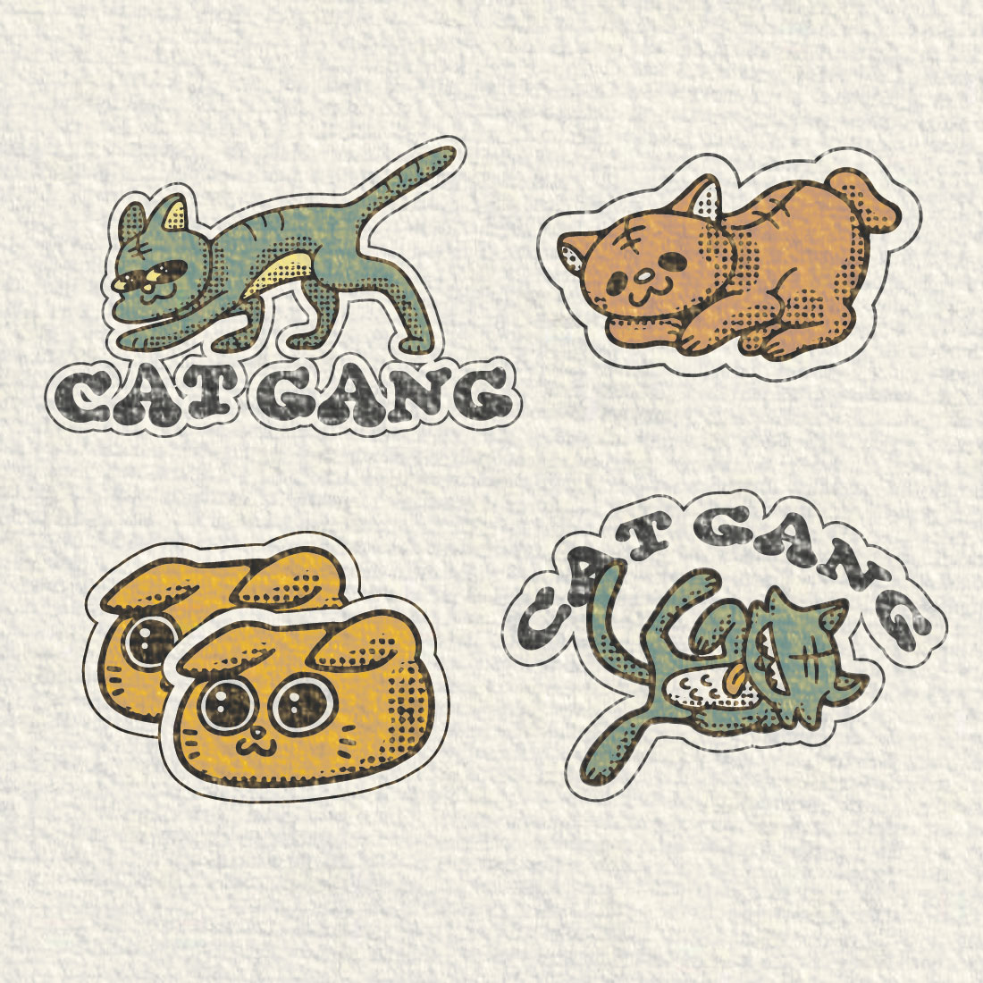 Cat Gang Character Collection Design preview image.
