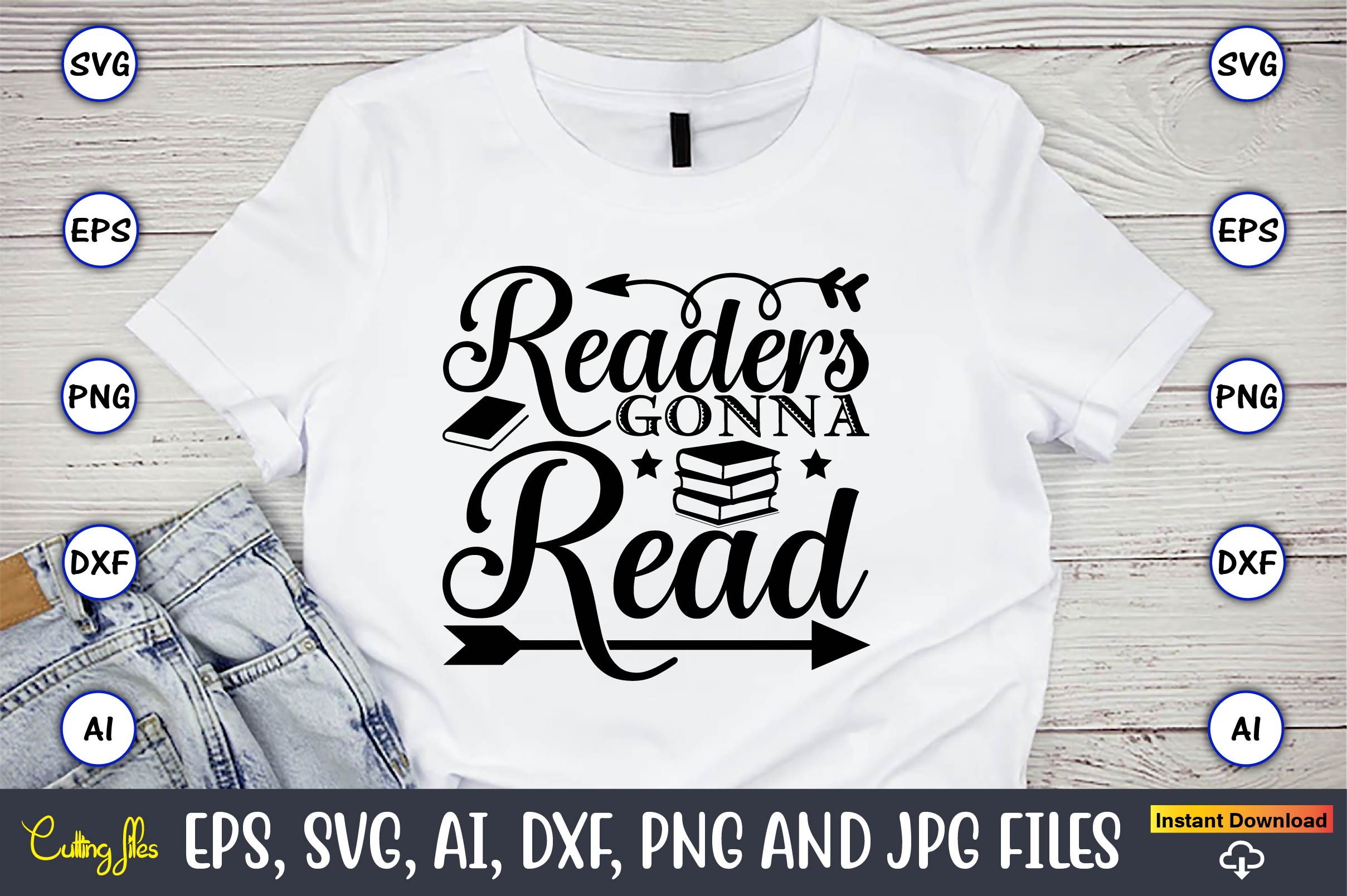 Image of a white t-shirt with a charming inscription Readers gonna read.