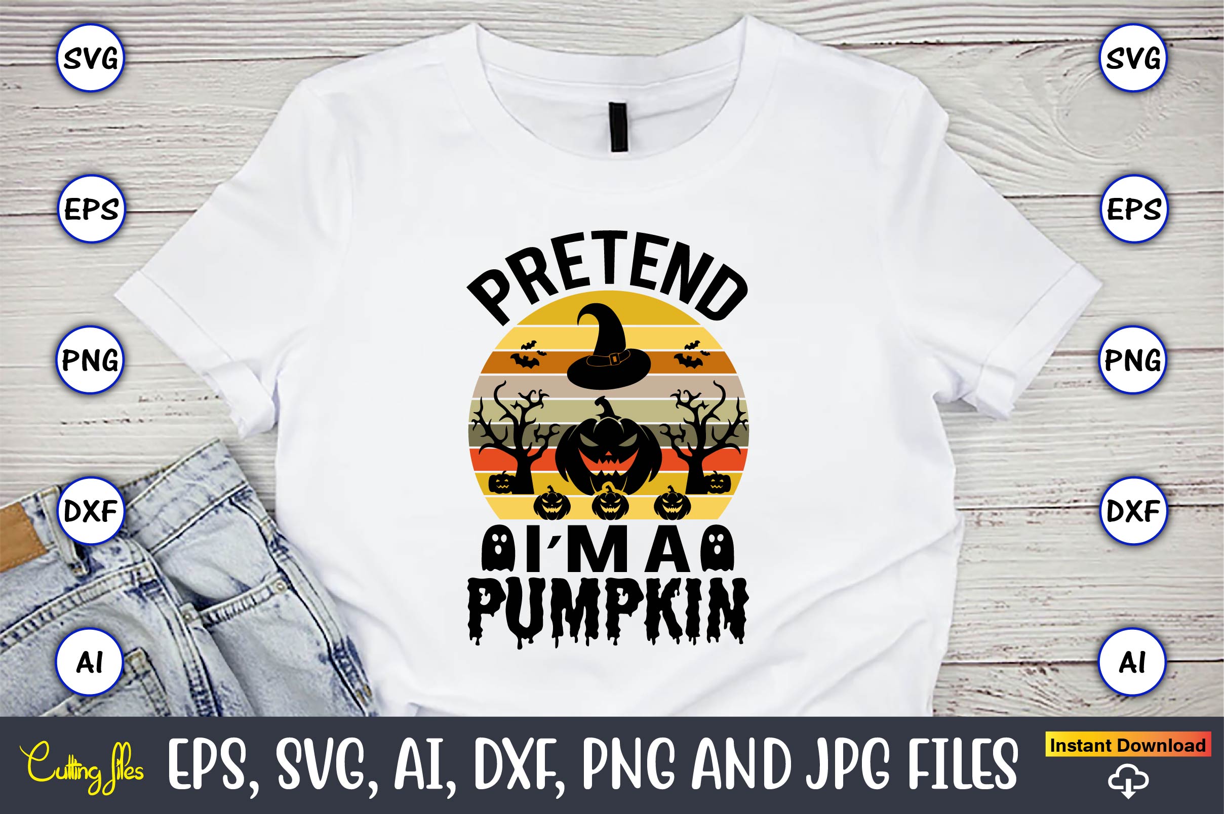 Halloween Pumpkin SVG T-Shirt Design Bundle preview image.